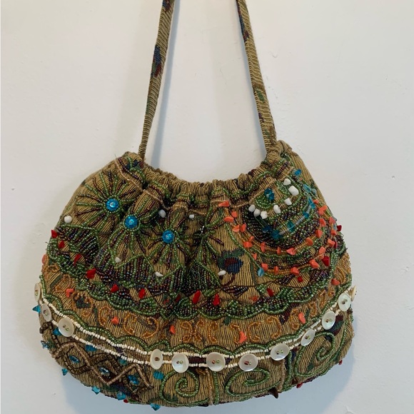 Beaded Tapestry Boho Hobo Shoulder Bag - Picture 5 of 13